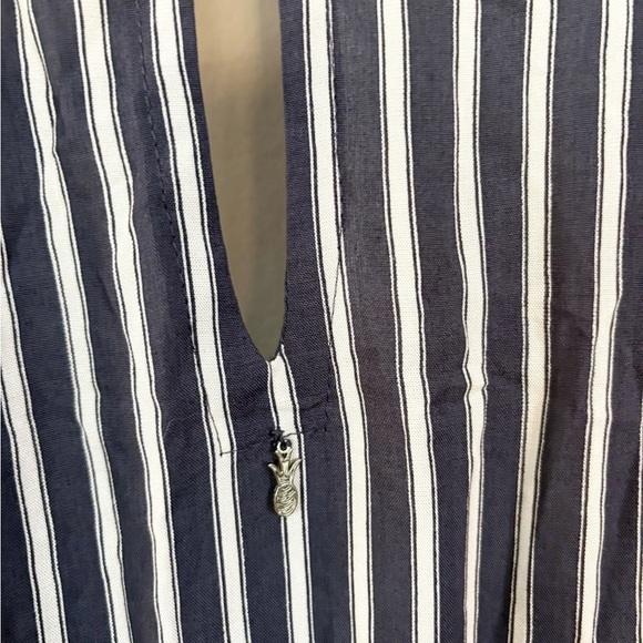 Beachgold Anthropologie lillia stripe faux wrap jumpsuit short sleeve size SP - Picture 7 of 8